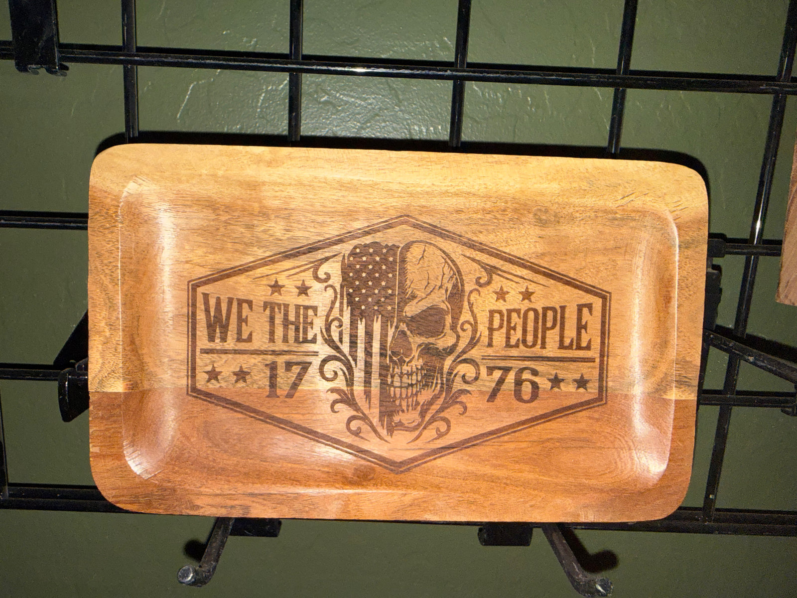 We the People 1776 Engraved Large Wood Valet Tray