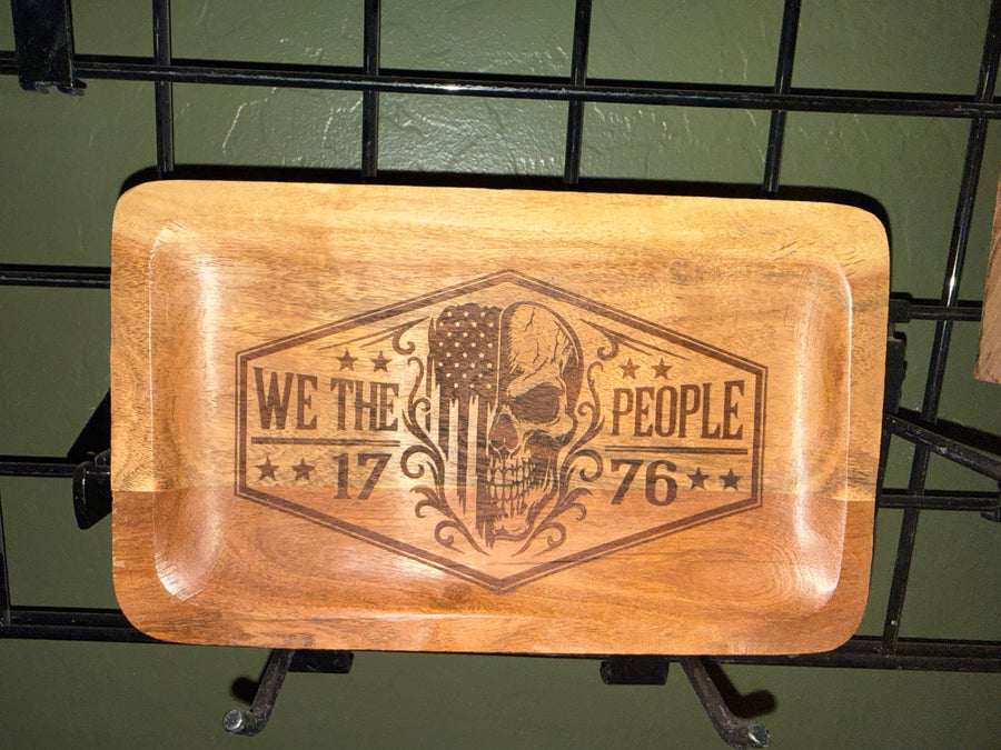 We the People 1776 Engraved Large Wood Valet Tray