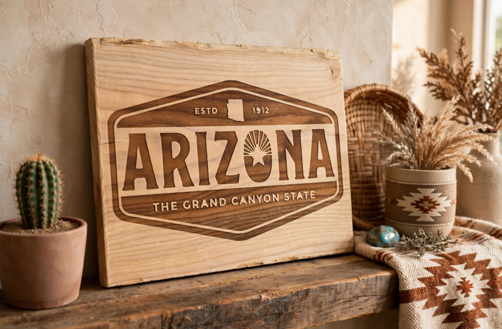 Arizona Grand Canyon State – Solid Cherry Wood Sign
